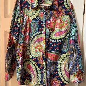 Pappagallo Colorful Paisley Button-Up Shirt NWOT